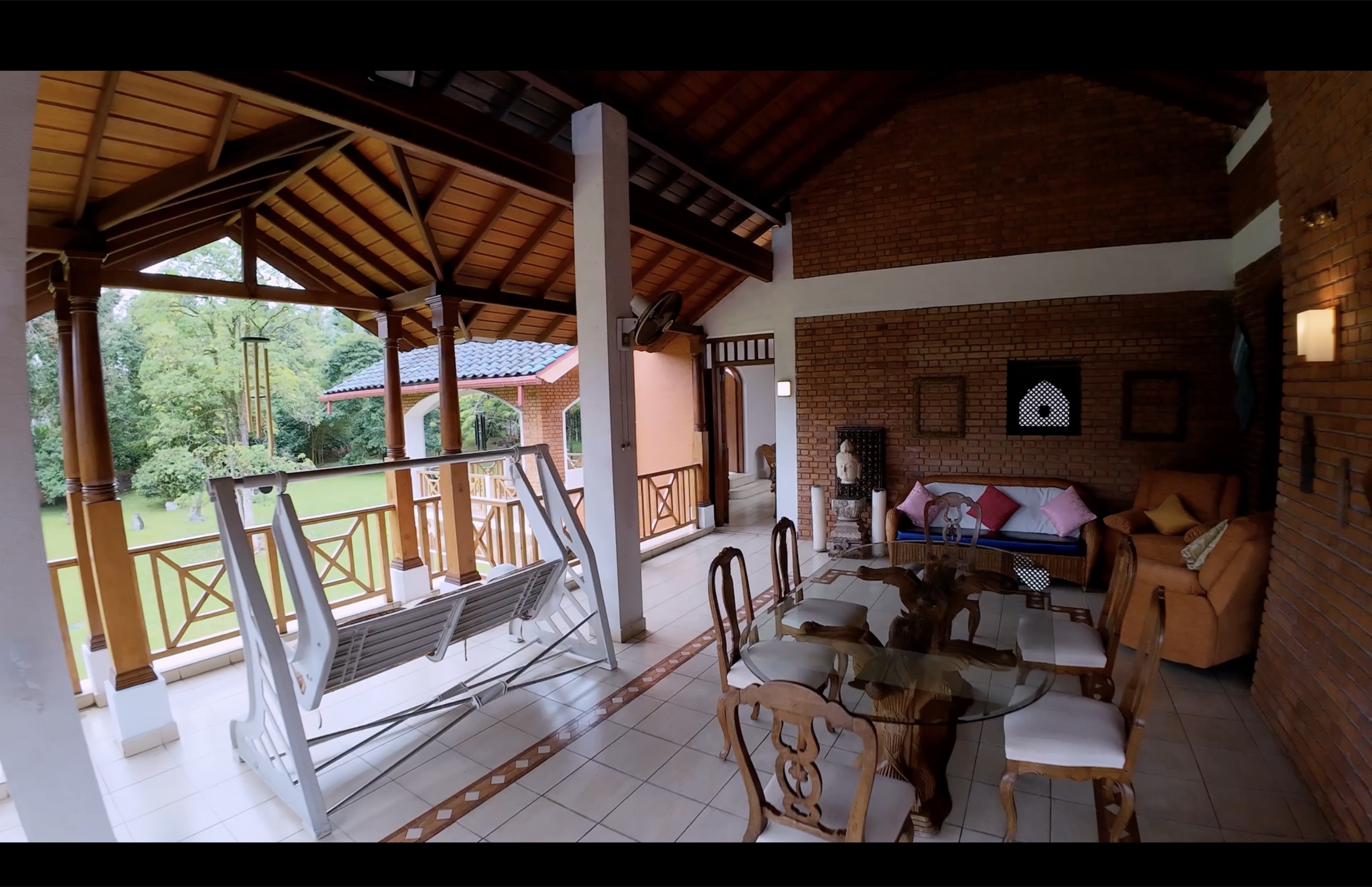 Deep covered veranda for outdoor living and entertaining at Oasis Estate